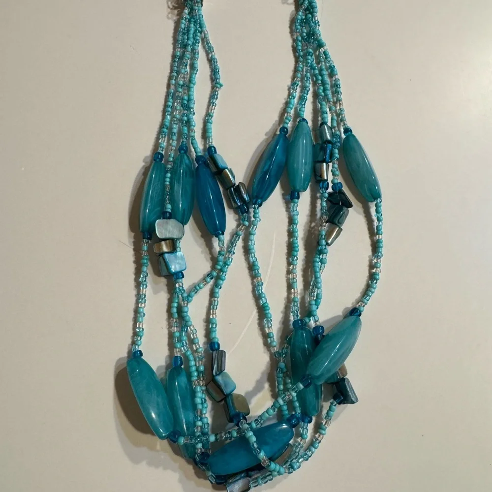 Turquoise-Colored Beaded Necklace